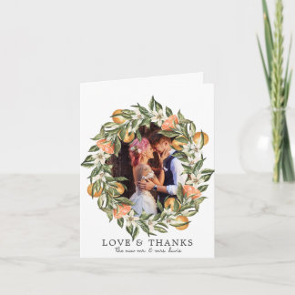 Elegant Citrus Orchard Wedding Photo Thank You Card