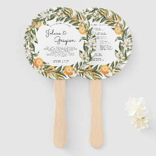 Elegant Citrus Orchard Wedding Program Hand Fan