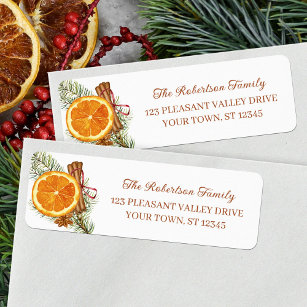 Elegant Citrus Spice Christmas Return Address Label