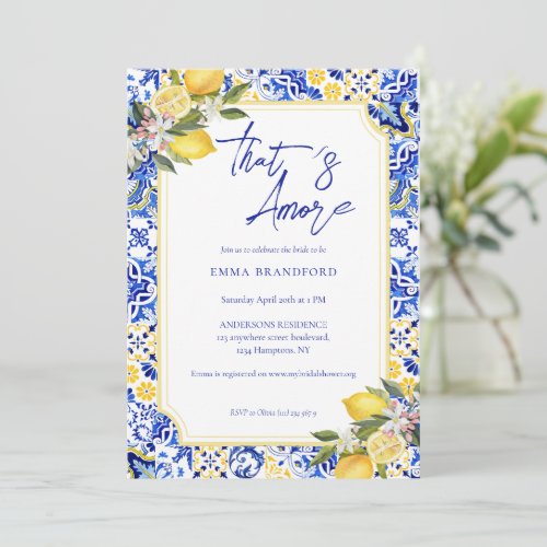 Elegant Citrus That's Amore Bridal Shower Invitation