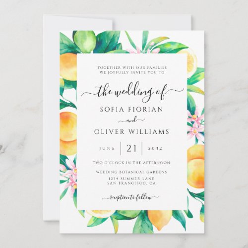 Elegant Citrus Wedding Invitations