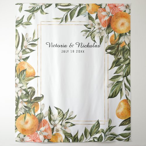 Elegant Citrus Wedding Photo Booth Backdrop