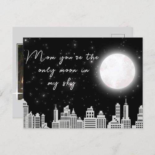  elegant city moon personalized photo mothers day postcard