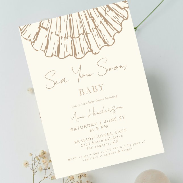 Elegant Clam Shell Sea You Soon Baby Shower Invitation (Creator Uploaded)