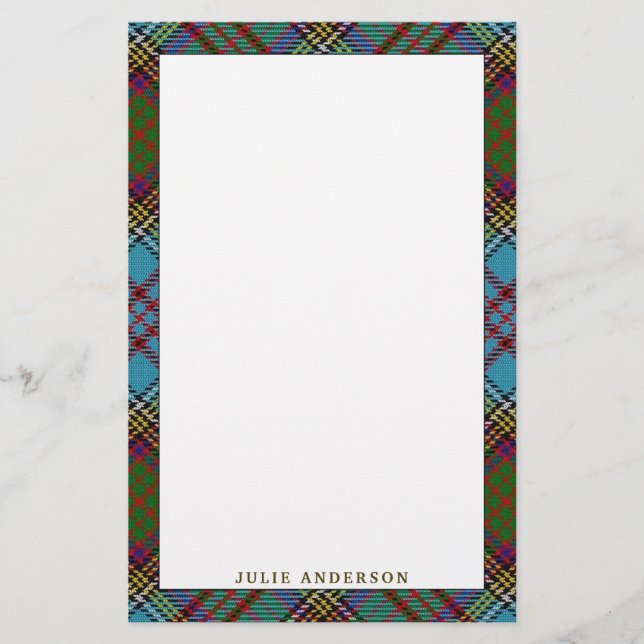 Elegant Clan Anderson Tartan Plaid Stationery (Front)