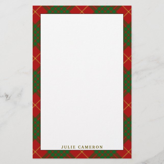 Elegant Clan Cameron Tartan Plaid Stationery (Front)