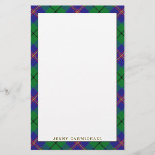 Elegant Clan Carmichael Tartan Plaid Stationery