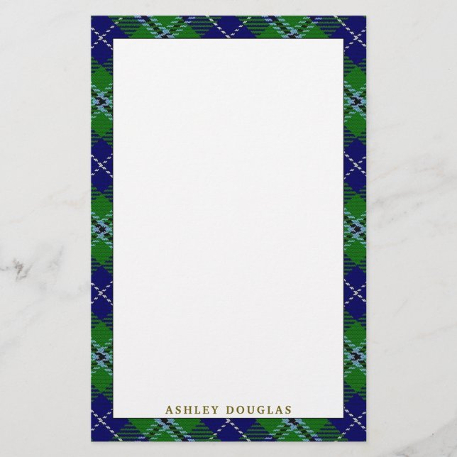 Elegant Clan Douglas Tartan Plaid Stationery (Front)