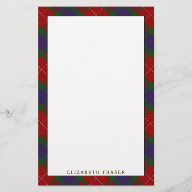 Elegant Clan Fraser Tartan Plaid Stationery (Front)