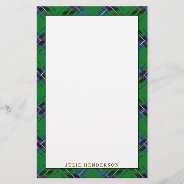 Elegant Clan Henderson Tartan Plaid Stationery (Front)