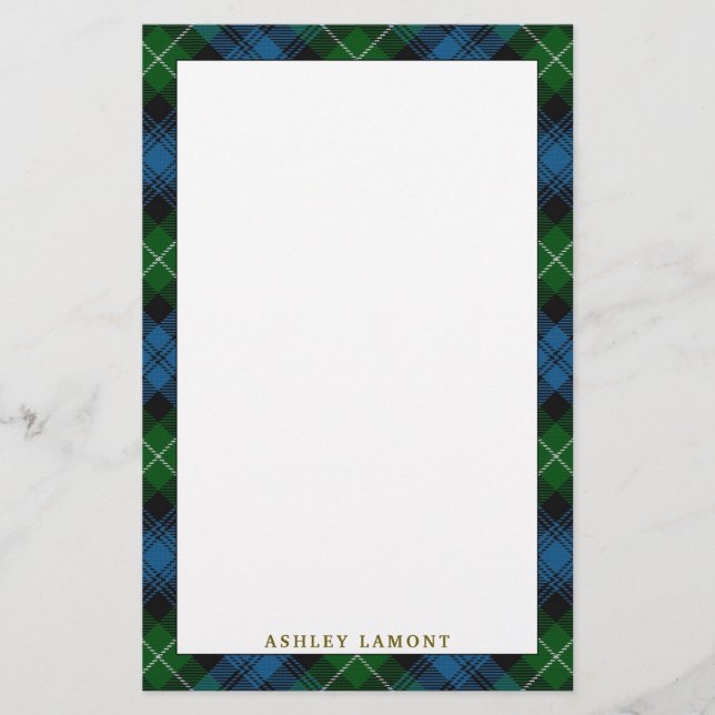 Elegant Clan Lamont Tartan Plaid Stationery (Front)