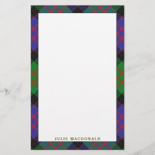 Elegant Clan MacDonald Tartan Plaid Stationery