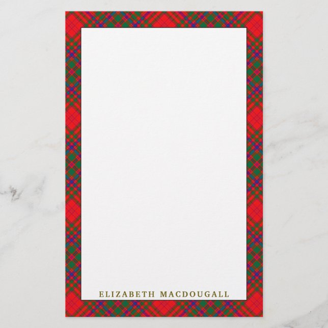 Elegant Clan MacDougall Tartan Plaid Stationery (Front)