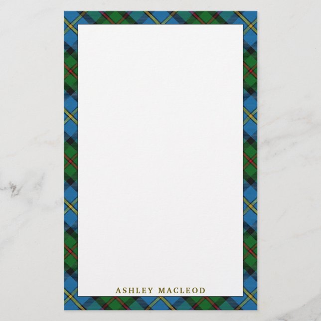 Elegant Clan MacLeod of Harris Tartan Plaid Stationery (Front)