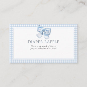 Elegant Clasic Gingham Blue Bow Diaper Raffle Enclosure Card
