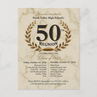 Elegant Class of 1975 50th High School Reunion Postcard