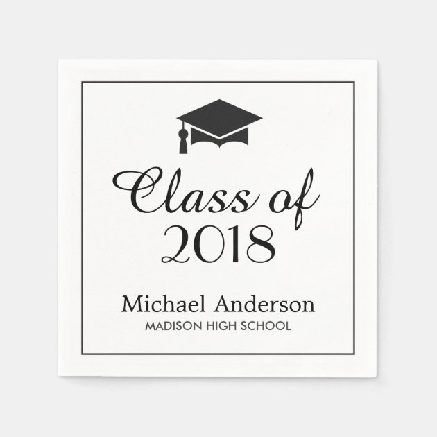 Elegant Class Of 2018 Grad Cap Graduation Party Paper Napkin