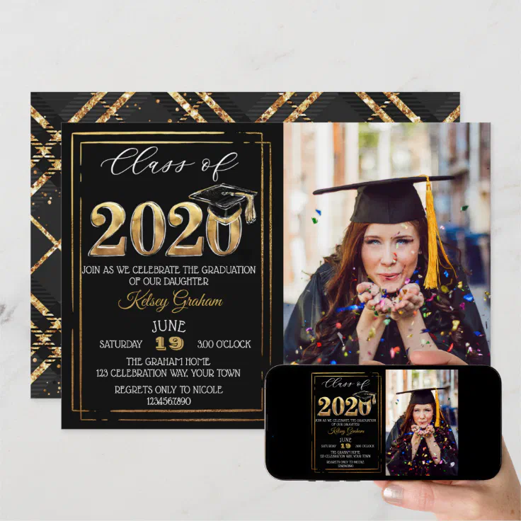 Elegant Class of 2020 Graduation Party Photo Invitation | Zazzle