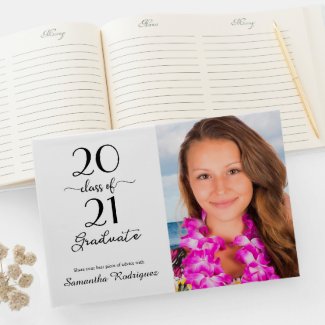 Elegant Class Of 2021 Photo Graduation Guest Book