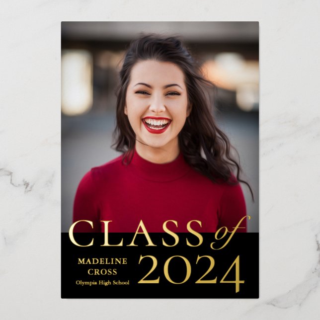 Elegant Class of 2023 Graduation Gold Foil Invitation (Front)