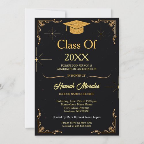 Elegant Class of 2024 Grad Cap Graduation Invitation