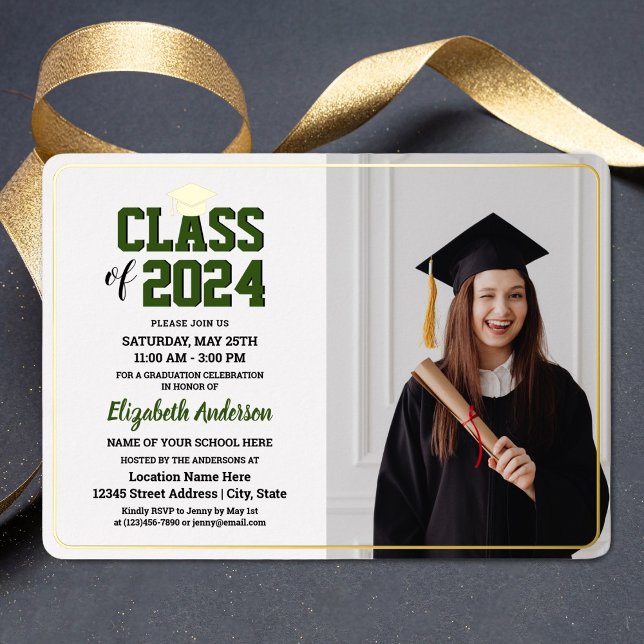 Elegant Class of 2024 Graduate Photo Graduation Foil Invitation (Creator Uploaded)
