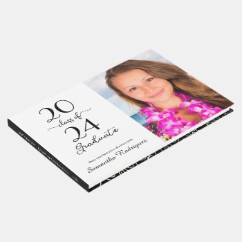 Elegant Class Of 2024 Photo Black White Graduation Guest Book by RocklawnArts at Zazzle