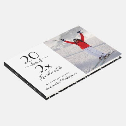 Elegant Class Of 2024 Photo Pattern Graduation Guest Book