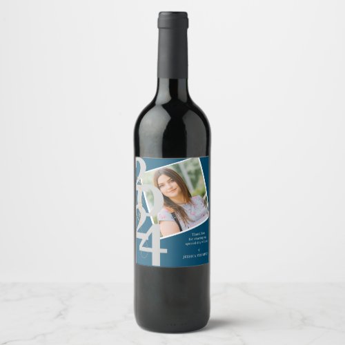 Elegant Class of 2024 Photo Thank You Graduation Wine Label