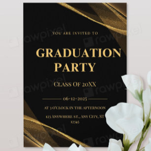 Elegant Class Of 2025 Black Gold Party Invitation