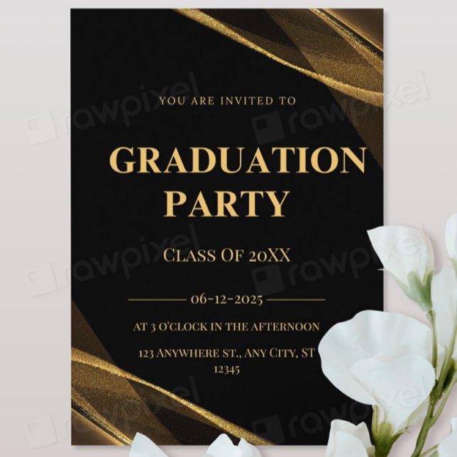 Elegant Class Of 2025 Black Gold Party Invitation (Creator Uploaded)