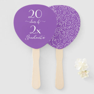 Elegant Class Of 2025 Graduate Purple Pattern Hand Fan