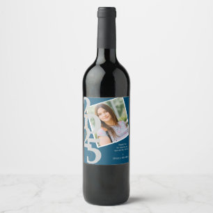 Elegant Class of 2025 Photo Thank You Graduation Wine Label