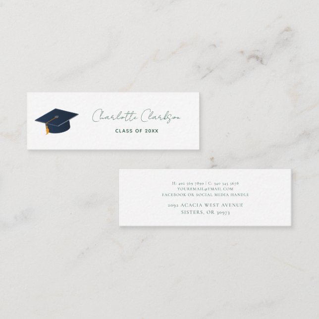 Elegant Class of 2026 Academic Graduate Path Calling Card (Front/Back)