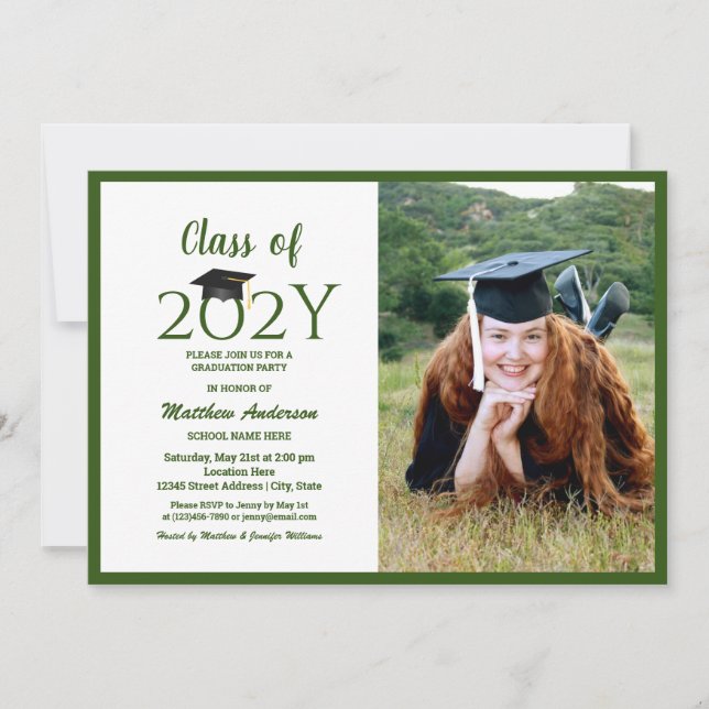 Elegant Class of 2026 Graduation Graduate Photo Invitation (Front)