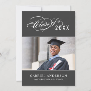 Elegant Class of 2026 Gray Photo Graduation Party Invitation