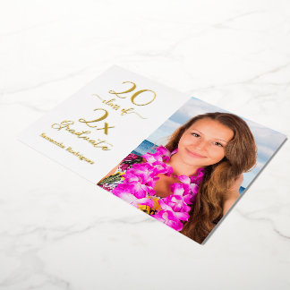 Elegant Class of 2026 Photo Graduation Party Gold Foil Invitation