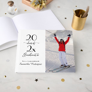 Elegant Class Of 2026 Photo Pattern Graduation Guest Book