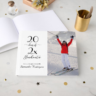 Elegant Class Of 2026 Photo Pattern Graduation Guest Book