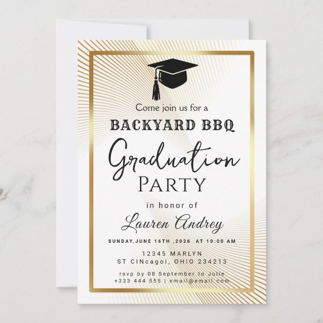 Elegant Class of 2027 Grad Party Invite with Gold  (Front)