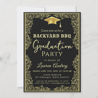 Elegant Class of 2027 Grad Party Invite with Gold 