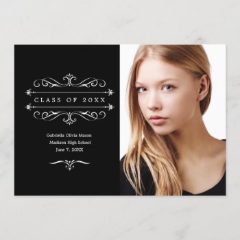 Elegant Class Of 20xx | Black Announcement by PinkMoonPaperie at Zazzle