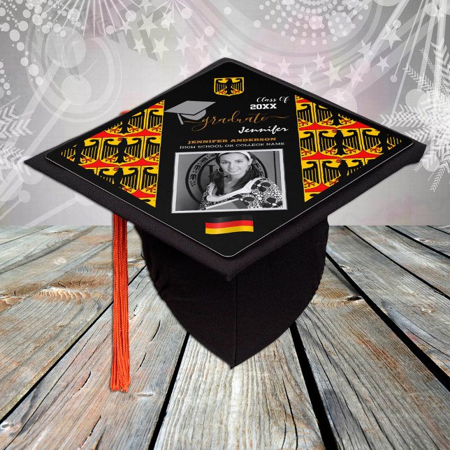 Elegant Class of 20XX Germany, Photo & German Flag Graduation Cap Topper (Creator Uploaded)