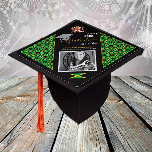 Elegant Class of 20XX Photo  Jamaican Flag Graduation Cap Topper