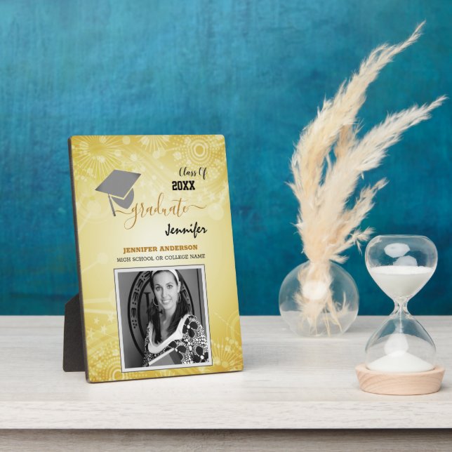 Elegant Class of 20XX, Photo, Topper Graduation Plaque (Side)