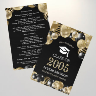 Elegant Class Reunion Black Gold Events Invitation