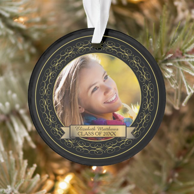 Elegant Class Year Graduation Photo Keepsake Ornament (Tree)