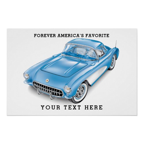 Elegant Classic 50s Car Illustration Poster