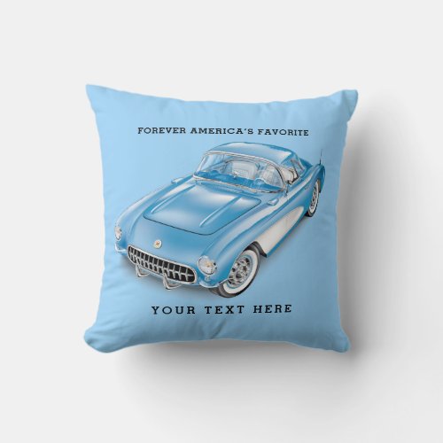 Elegant Classic 50s Car Illustration Throw Pillow