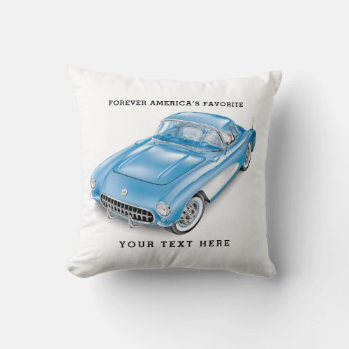Elegant Classic 50âs Car Illustration Throw Pillow